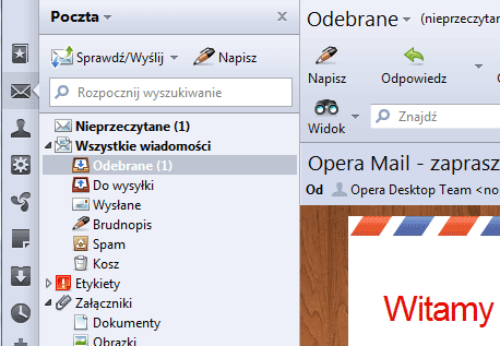 Opera pomyślna konfiguracja maila