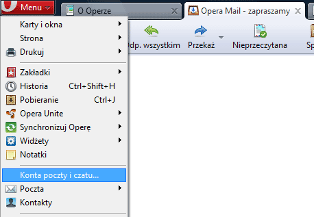 Konfiguracja maila w przeglądarce Opera