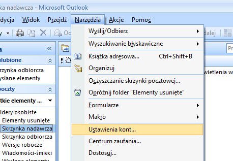 Microsoft Office Outlook 2007 Ustawienia konta