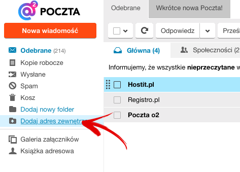 Konfiguracja poczty zewnętrznej w o2.pl